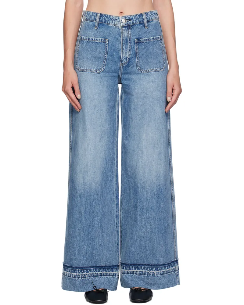 Rag & Bone Blue Marina Wide-Leg Jeans Liliana