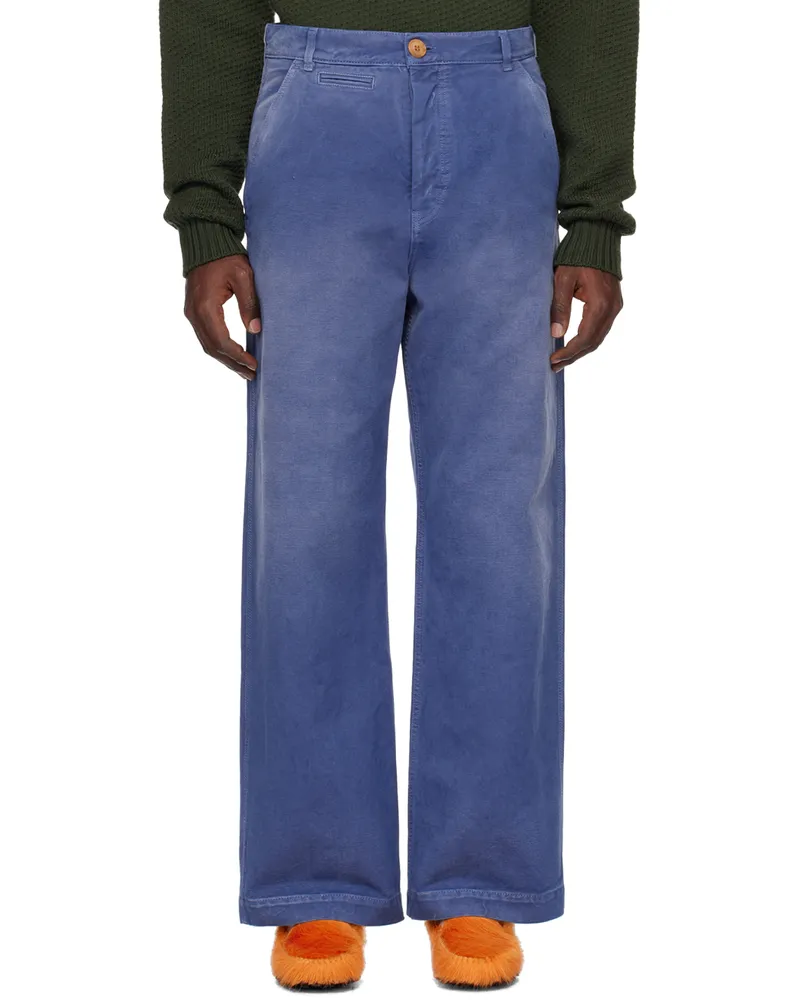 Marni Blue Overdyed Trousers Ocb50