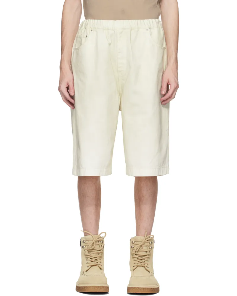 Entire Studios Off-White Spar Denim Shorts Bone