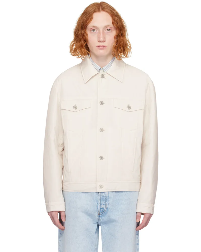 AMI Paris Off-White Padded Trucker Jacket Chalk