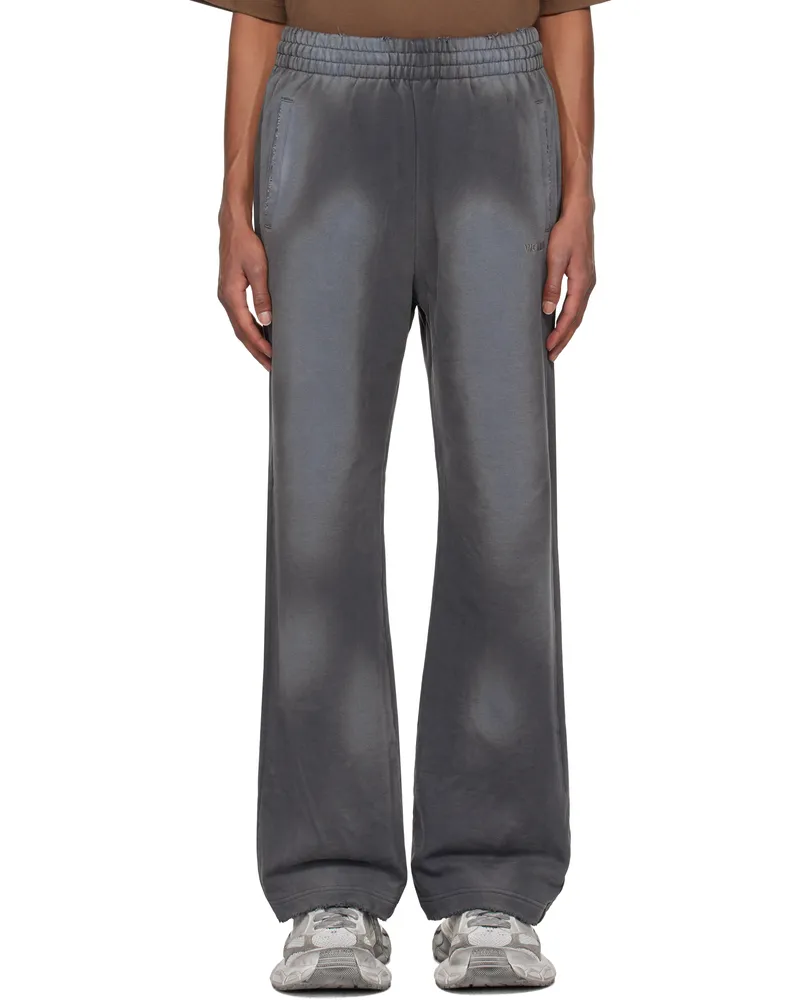 WE 11 DONE Gray Standard Logo Washed Sweatpants Charcoal