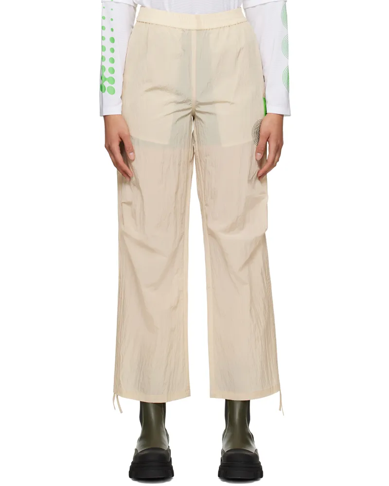 Ganni Beige Light Tech Drawstring Pants Biscotti