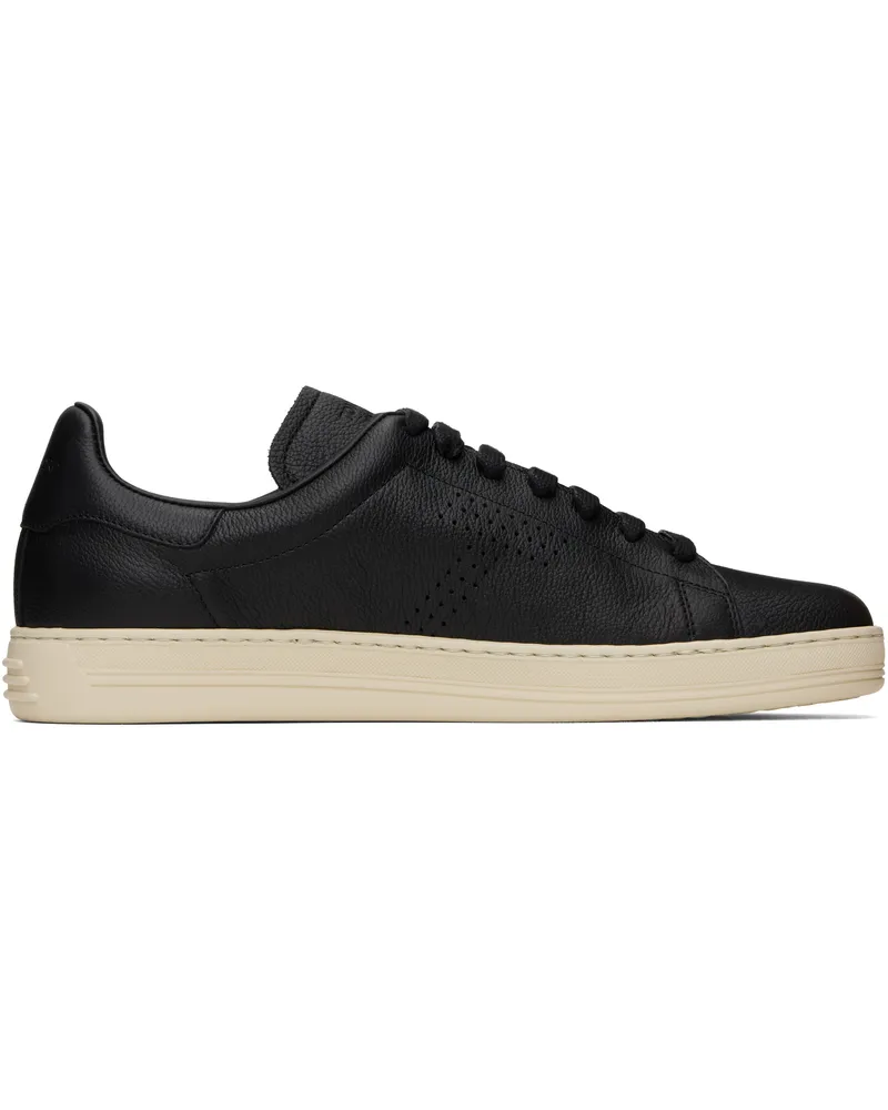 Tom Ford Black Grain Leather Warwick Sneakers Black