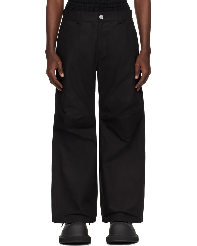 WE 11 DONE Black Layered Trousers Black