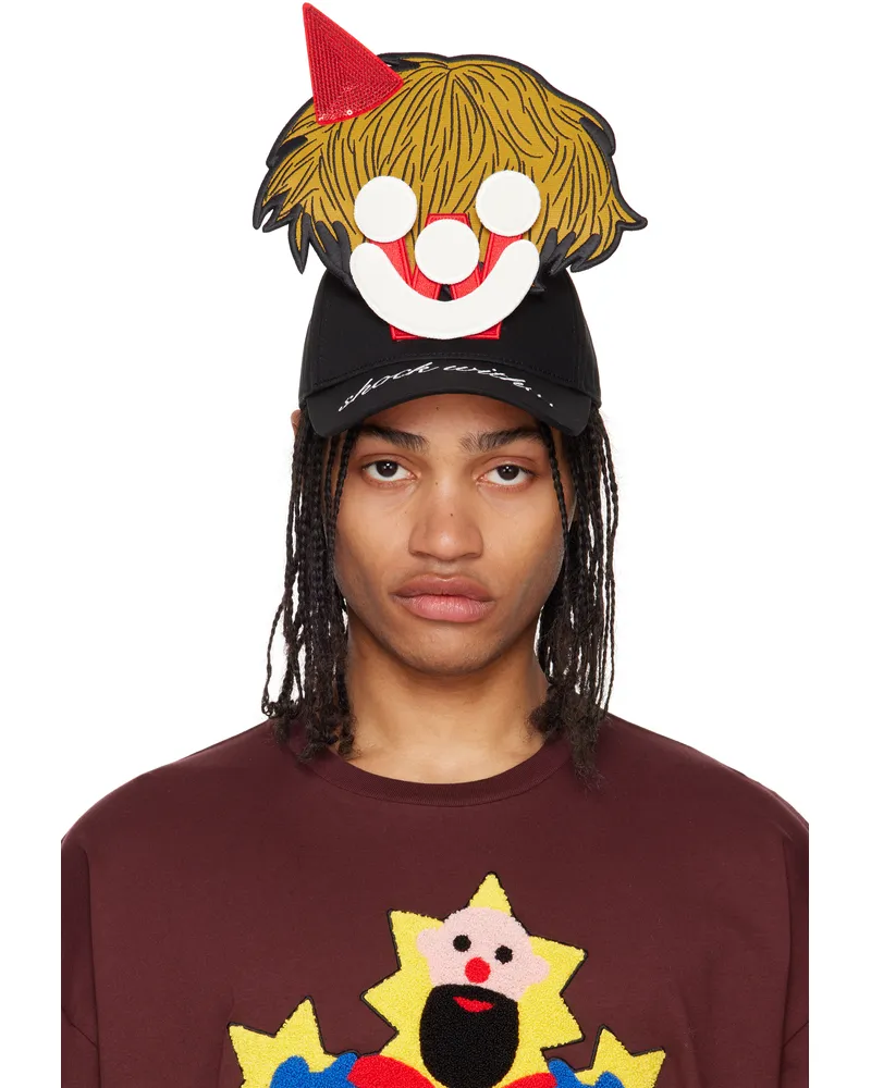 Walter van Beirendonck Black Smiley Cap Comb.