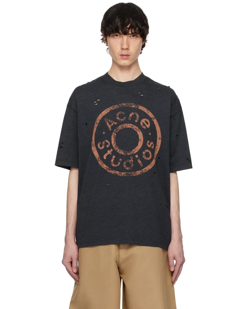 Acne Studios Gray Relaxed Fit Logo T-shirt 975