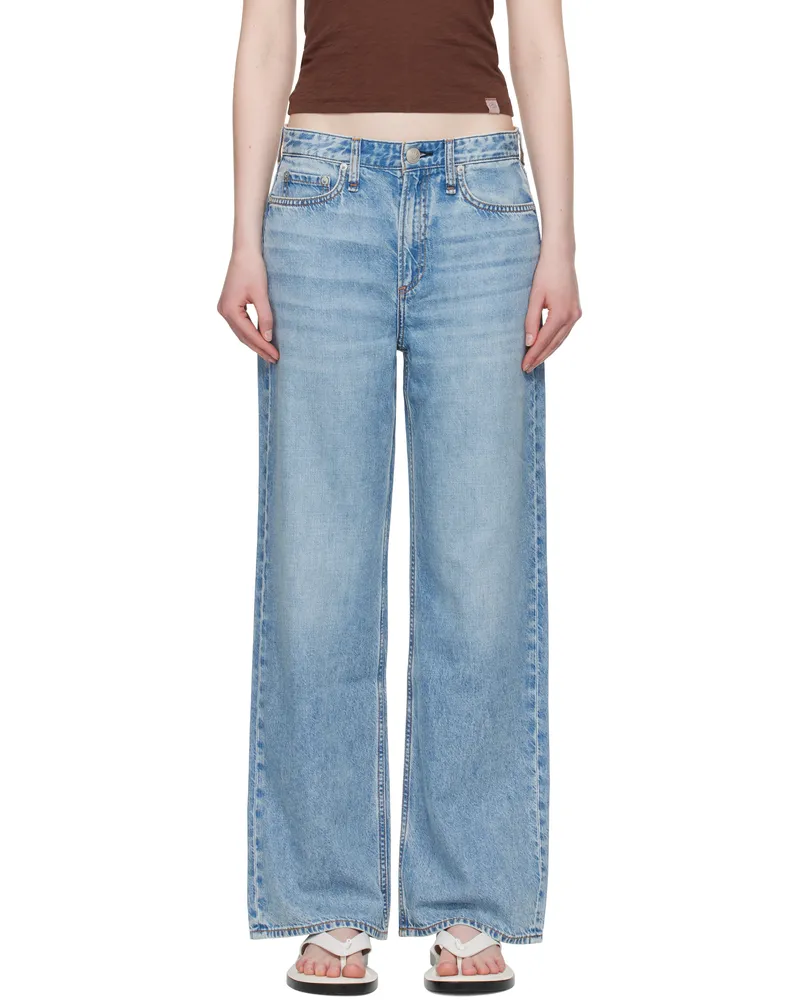Rag & Bone Blue Featherweight Logan Wide-Leg Jeans Audrey