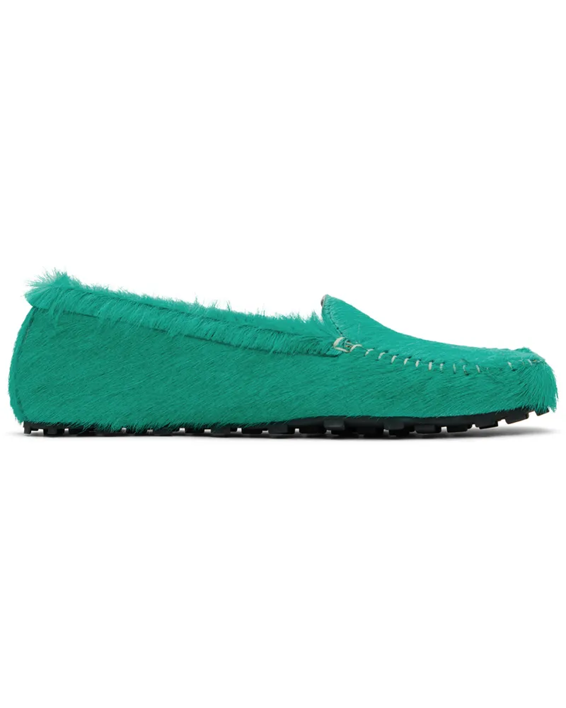 Marni Green Calf-Hair Moc Loafers 00v62