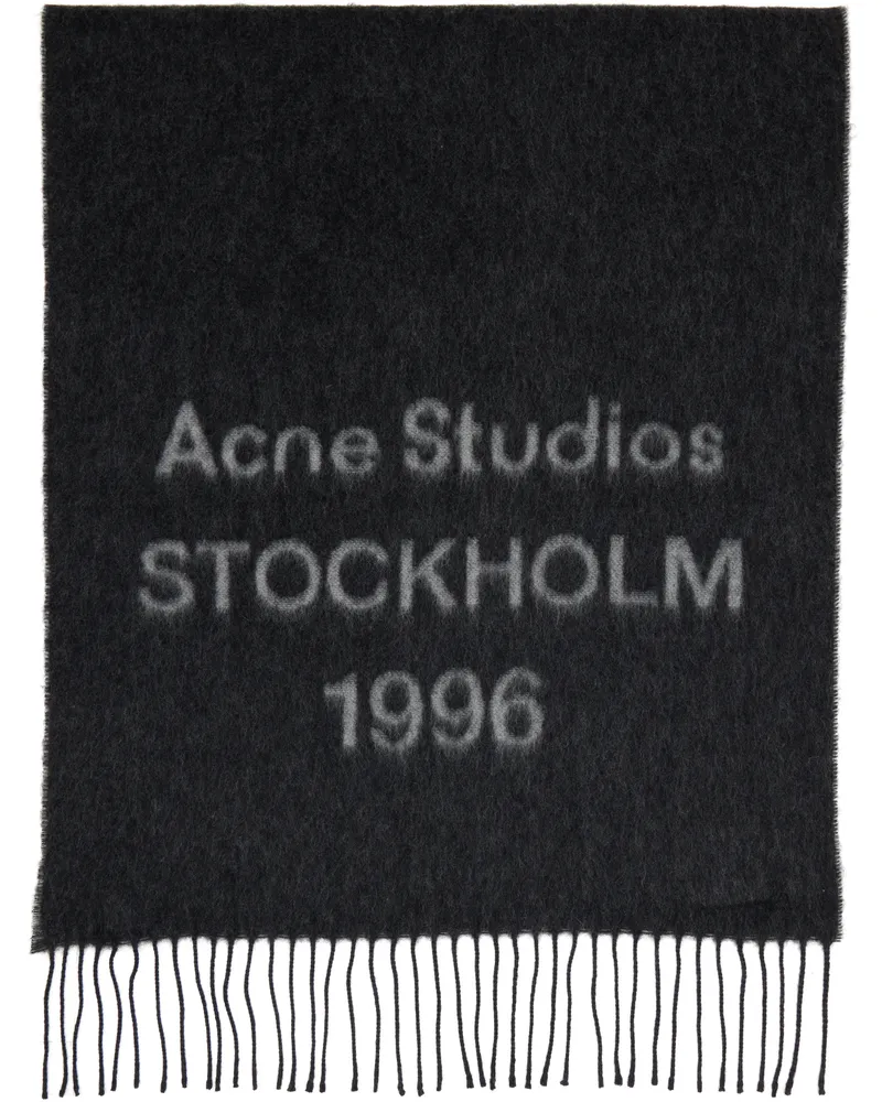 Acne Studios Black Logo Jacquard Scarf J83
