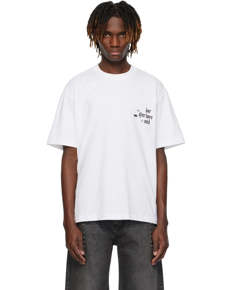 SOLID HOMME White Embroidered T-shirt 631w