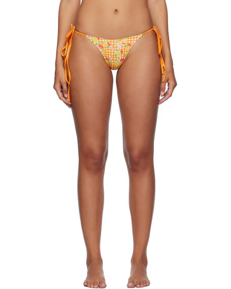 Frankies Bikinis Orange Divine Floral Skimpy Bikini Bottom Marigold