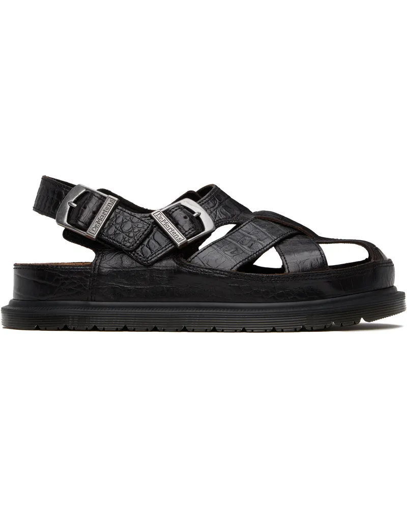 Dr.Martens Brown Fisherman Crocodile Analine Leather Sandals Dark