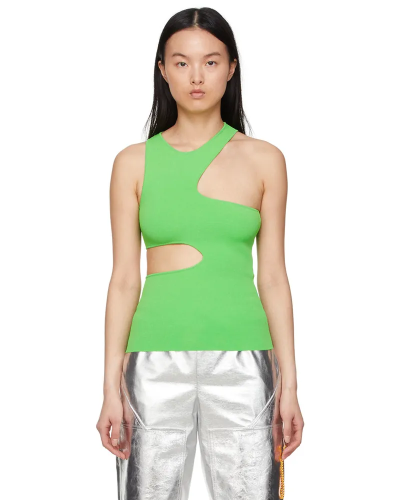 Stella McCartney Green Viscose Cut-Out Tank Top 3801