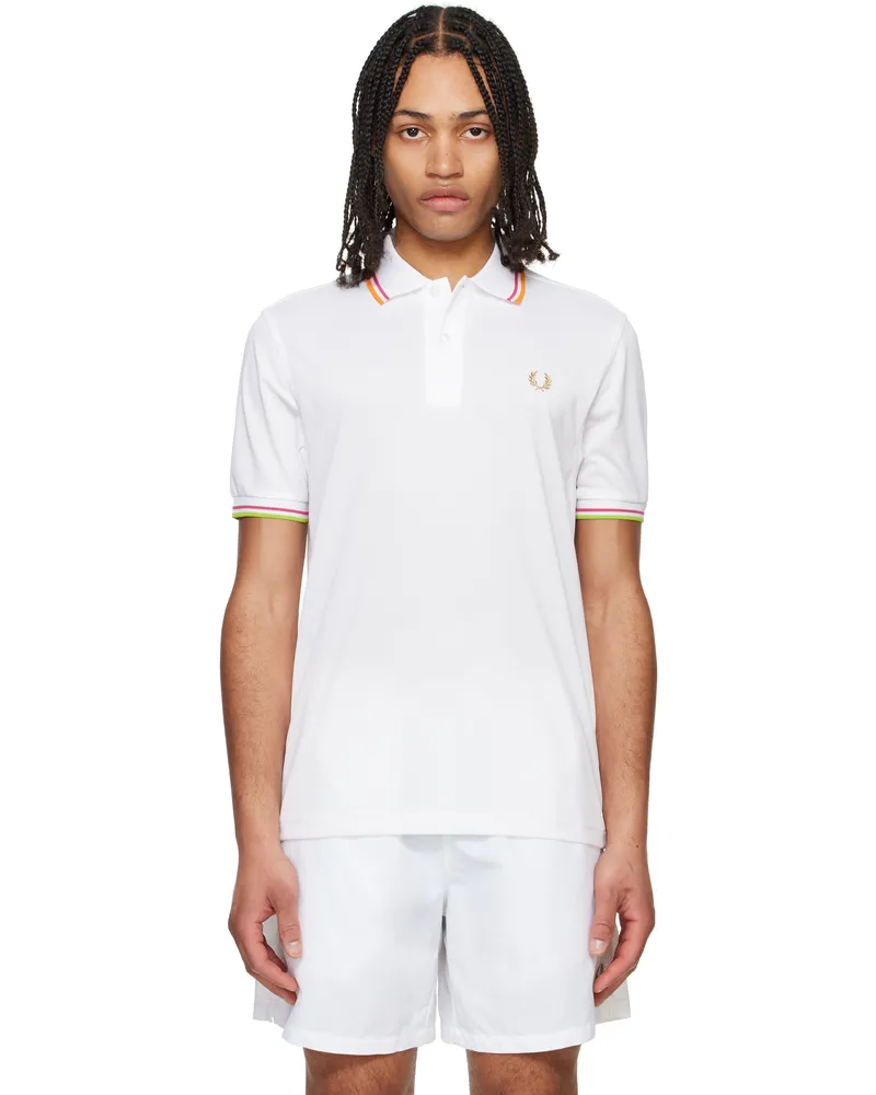 Fred Perry White On Court Twin Tipped Polo 100