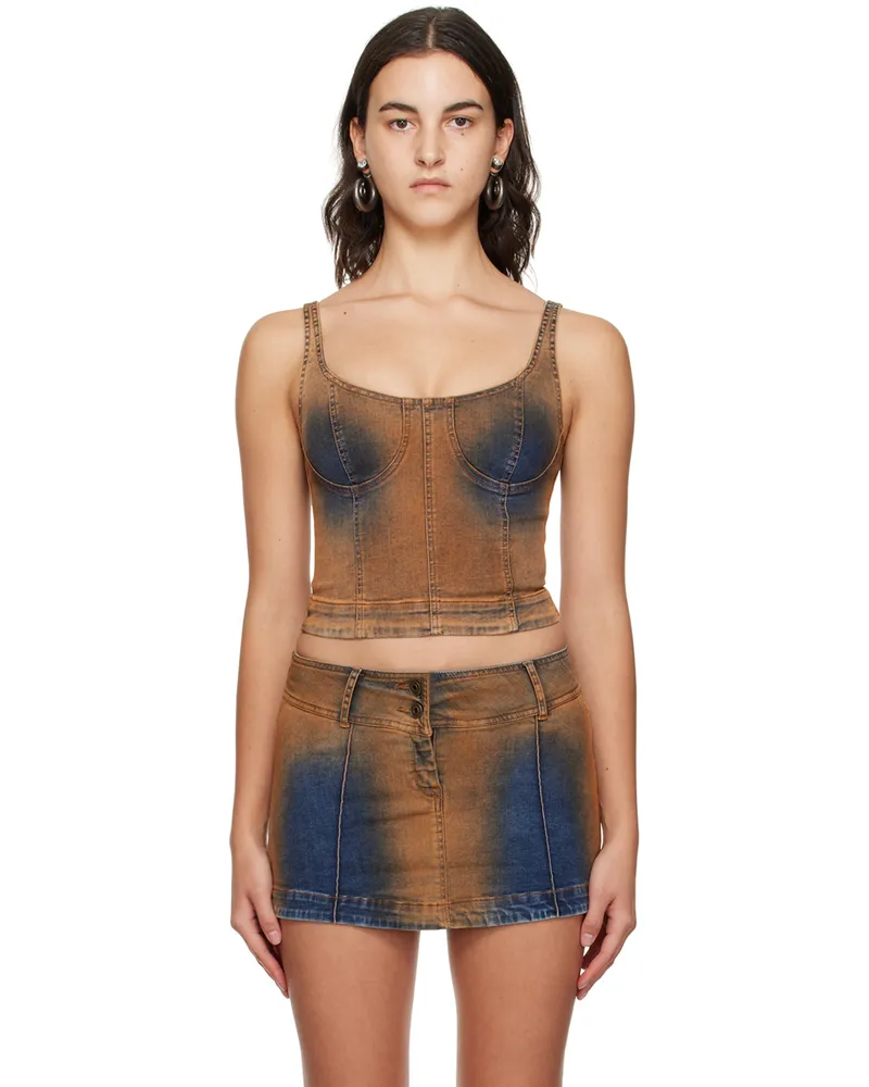 Charlotte Knowles Brown Harley Denim Tank Top Trainwreck