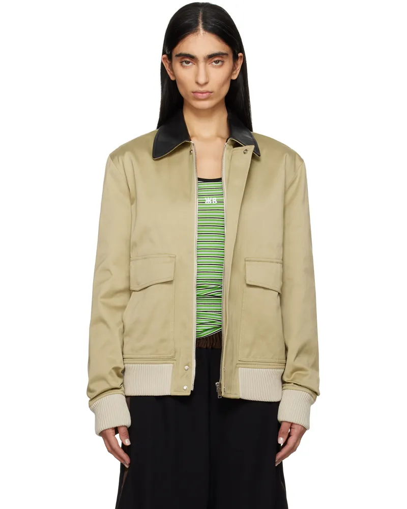 Wales Bonner Khaki Shade Varsity Jacket Hunter