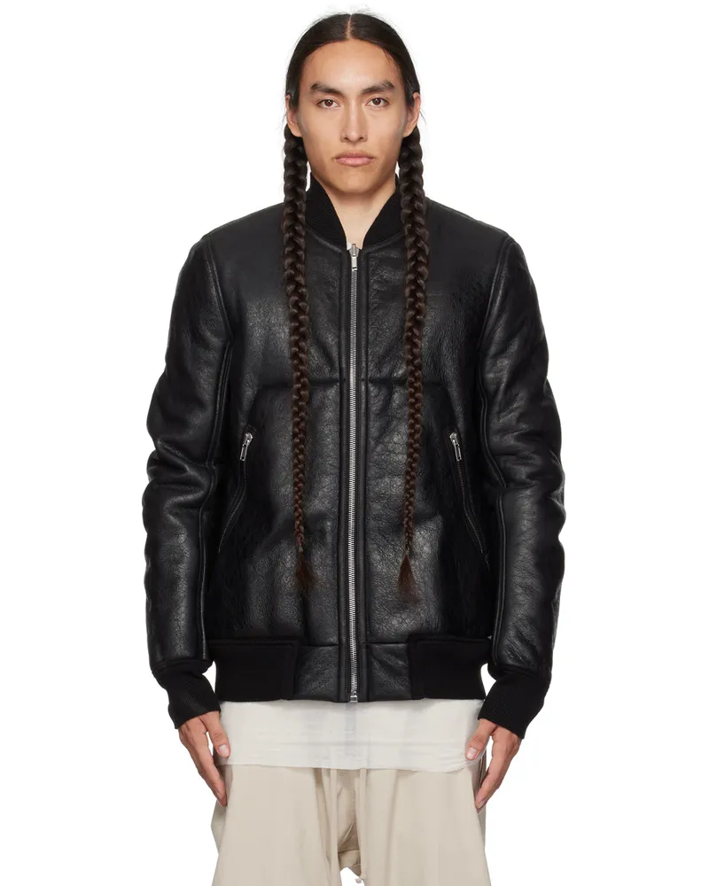 Rick Owens Black Classic Flight Leather Jacket 09
