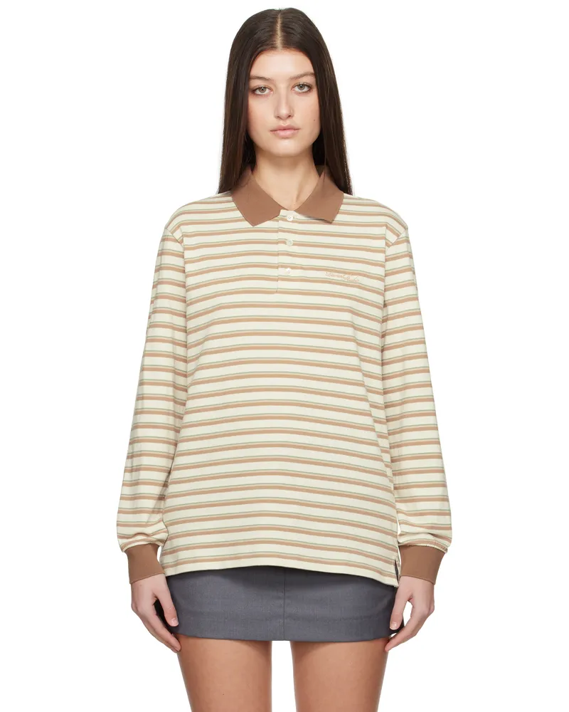 Dunst Beige Multi Stripe Collared Polo Beige
