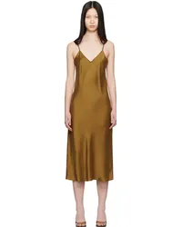 Silk Laundry Tan 90s Slip Midi Dress Drought