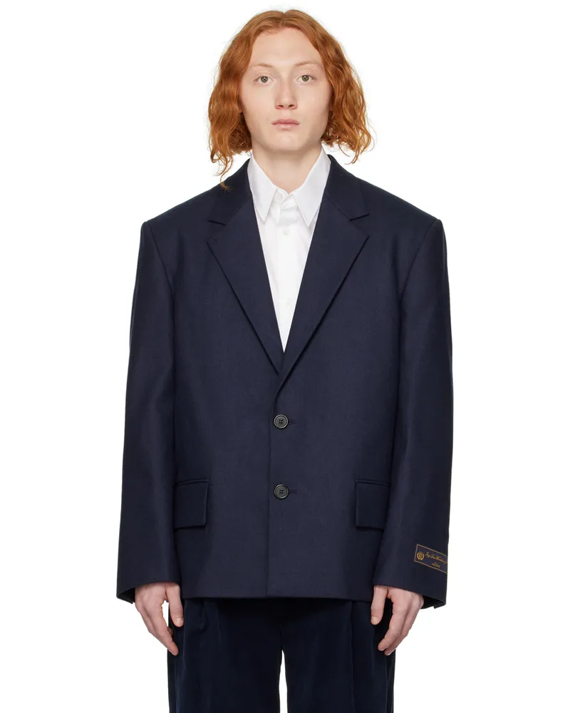 WE 11 DONE Navy Printed Blazer Navy