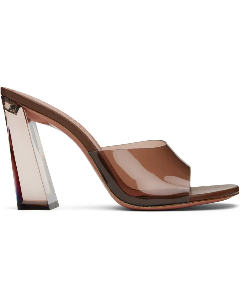 Amina Muaddi Brown Brigitte Glass Heeled Sandals Mocha