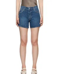 Anine Bing Indigo Dalton Denim Shorts Dark