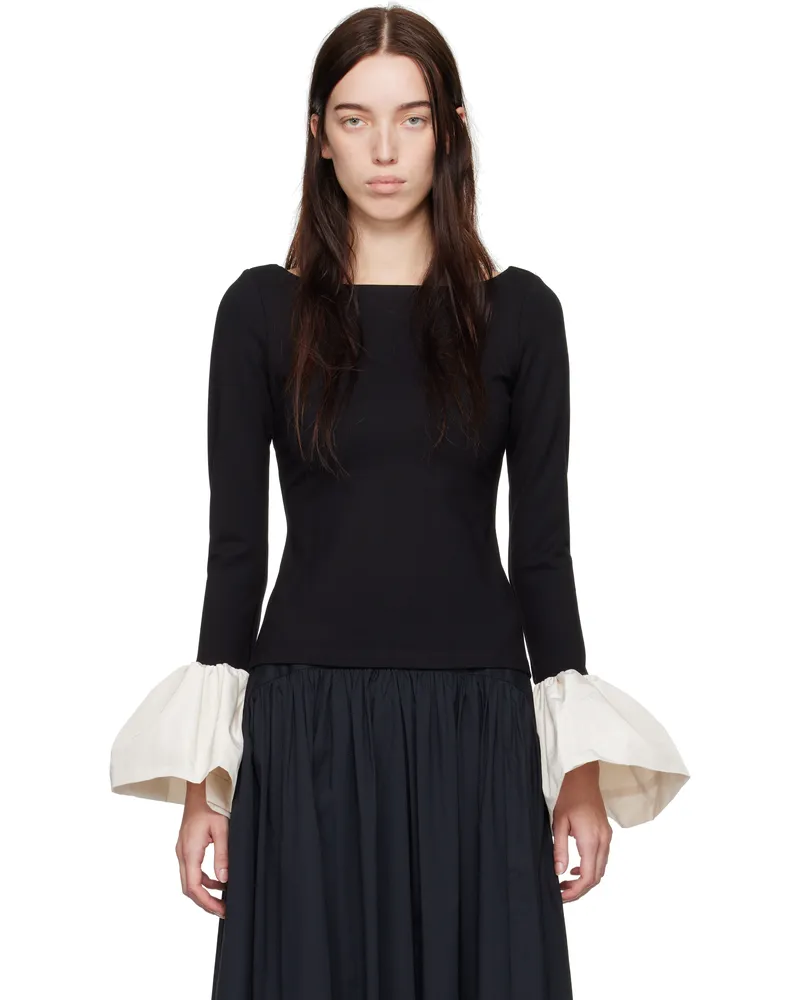 STAUD Black & Off-White Paige Blouse Bliv