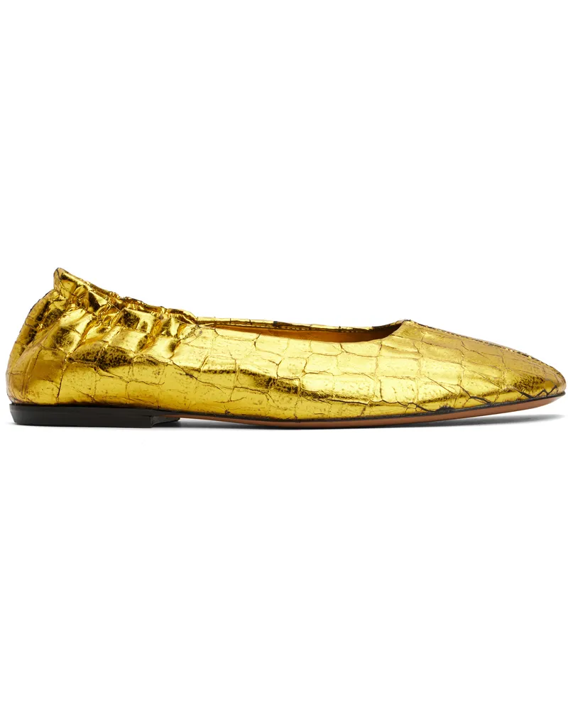 Dries van Noten Gold Metallic Ballerina Flats 954