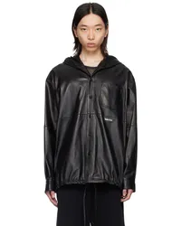 Helmut Lang Black Hooded Leather Jacket Black