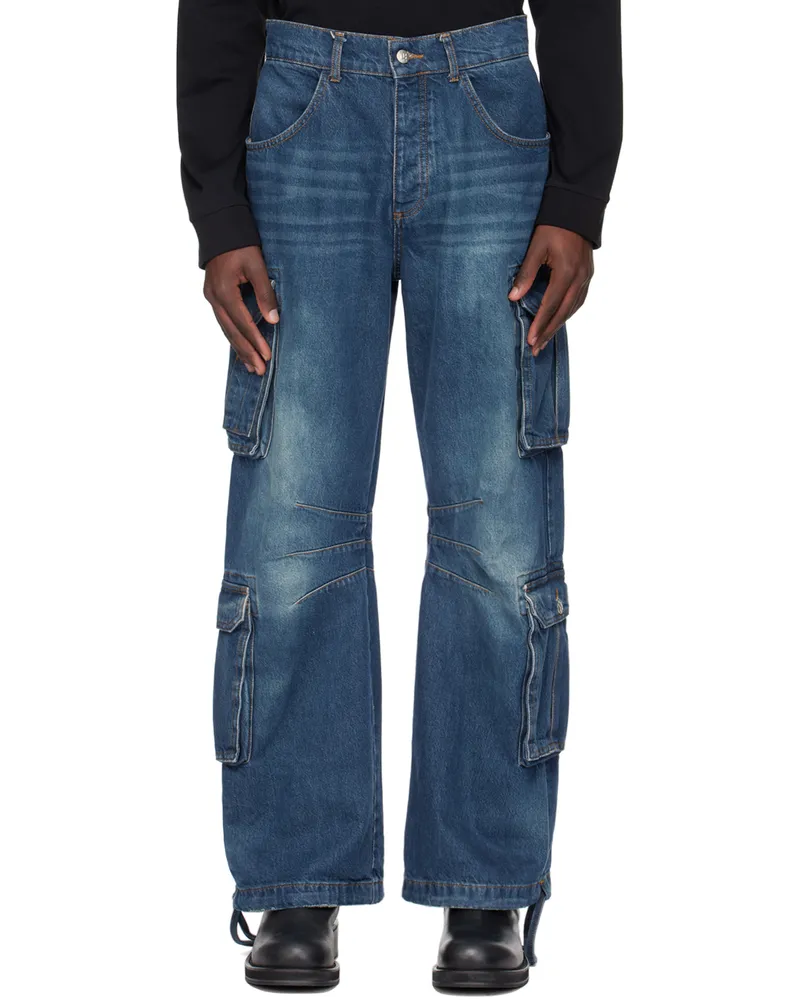 MISBHV Blue Dirt Bath Denim Cargo Pants Blue
