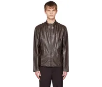 SSENSE Exclusive Brown Slit Faux-Leather Jacket