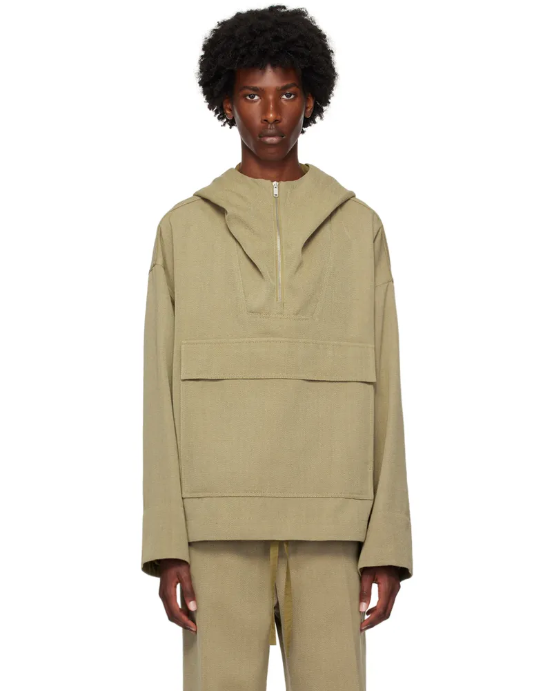 Jil Sander Beige Half-Zip Hooded Jacket 921