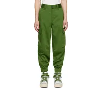 Green Elasticized Cuffs Cargo Pants