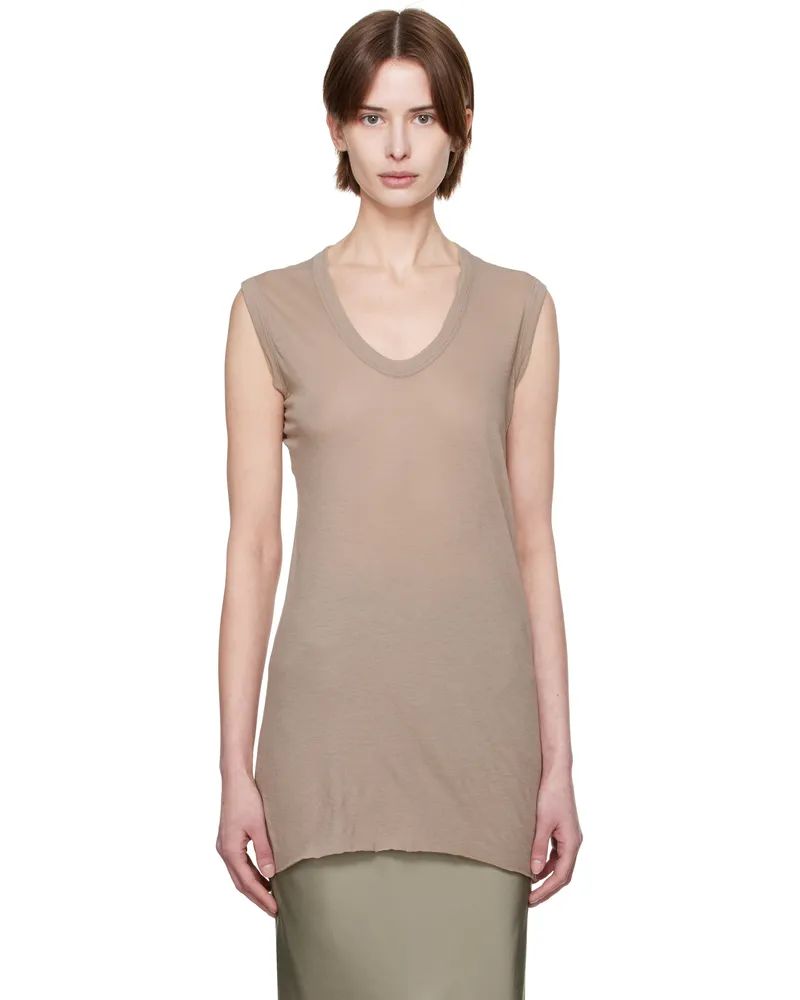 Rick Owens Taupe Hollywood V Neck SL Tank Top 64