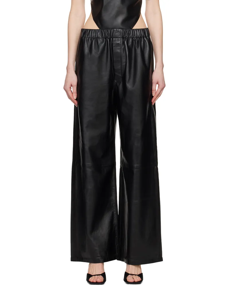 Ludovic de Saint Sernin Black Boxer Leather Pants Black