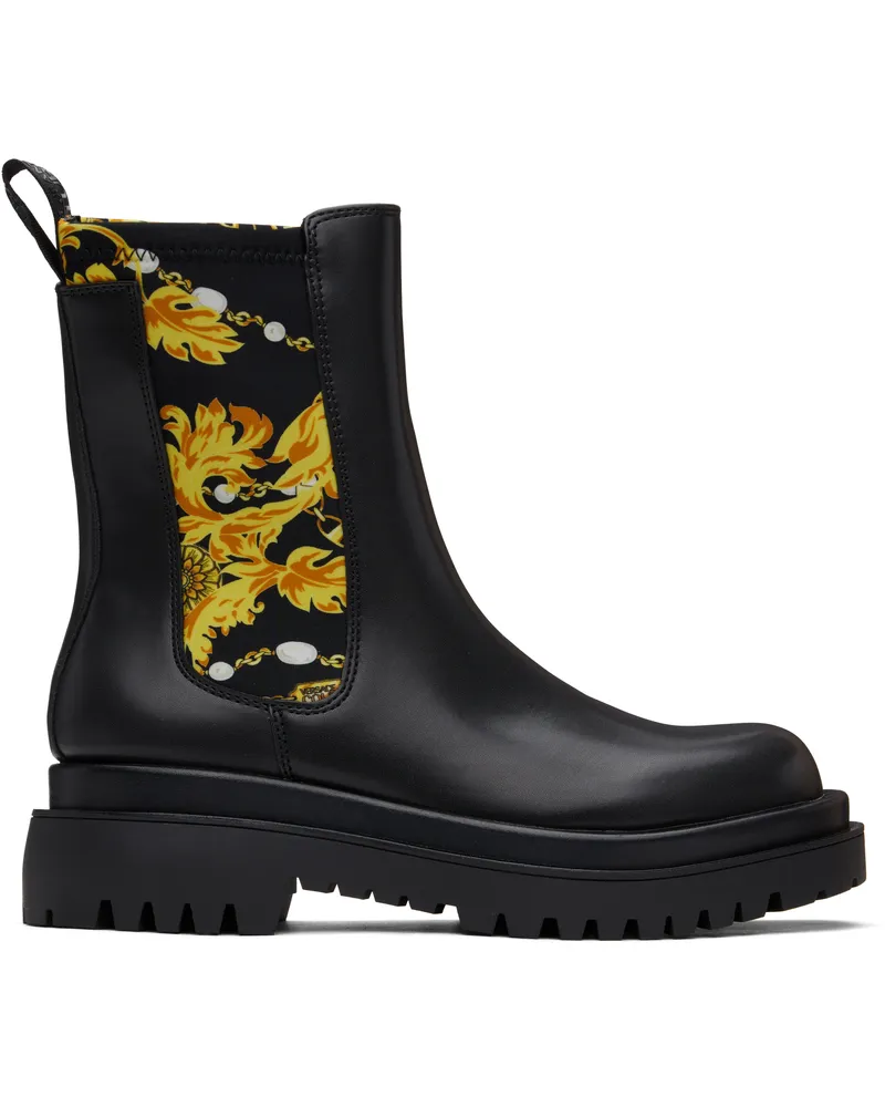 Versace Jeans Black Drew Ankle Chelsea Boots Eg89