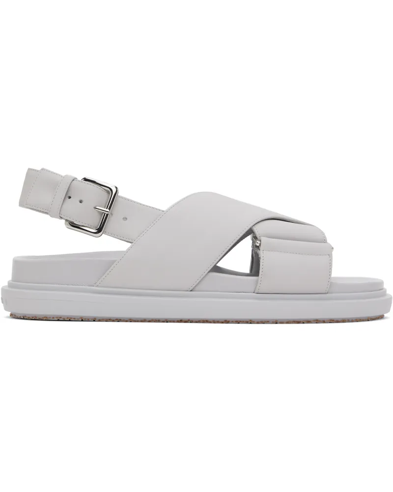 Marni Gray Leather Fussbett Sandals 00n15