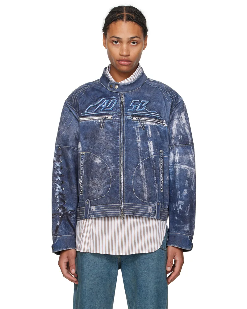 Andersson Bell Blue Zen Trompe œil Rider Denim Jacket Navy