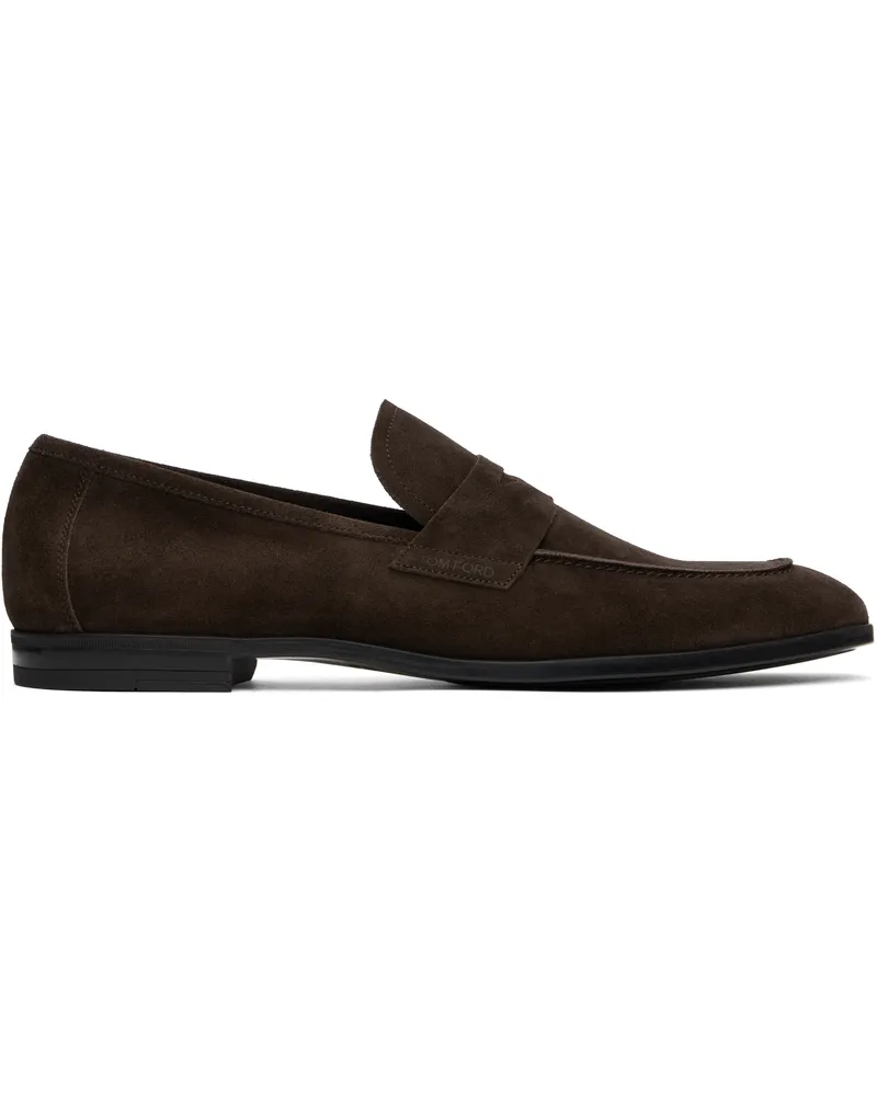 Tom Ford Brown Suede Sean Twisted Band Loafers Brown