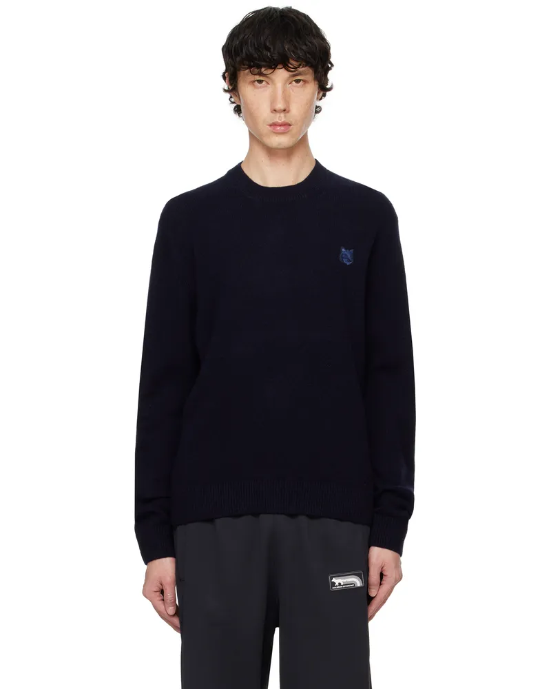 Kitsuné Navy Bold Fox Head Patch Regular Sweater P480