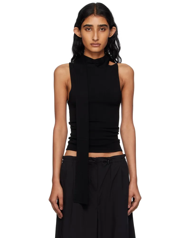 St. Agni Black Knit Scarf Top Black
