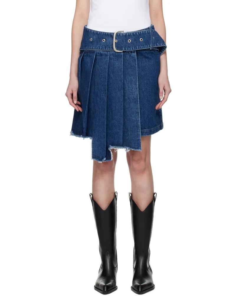 OFF-WHITE Blue Pleated Denim Miniskirt Blue