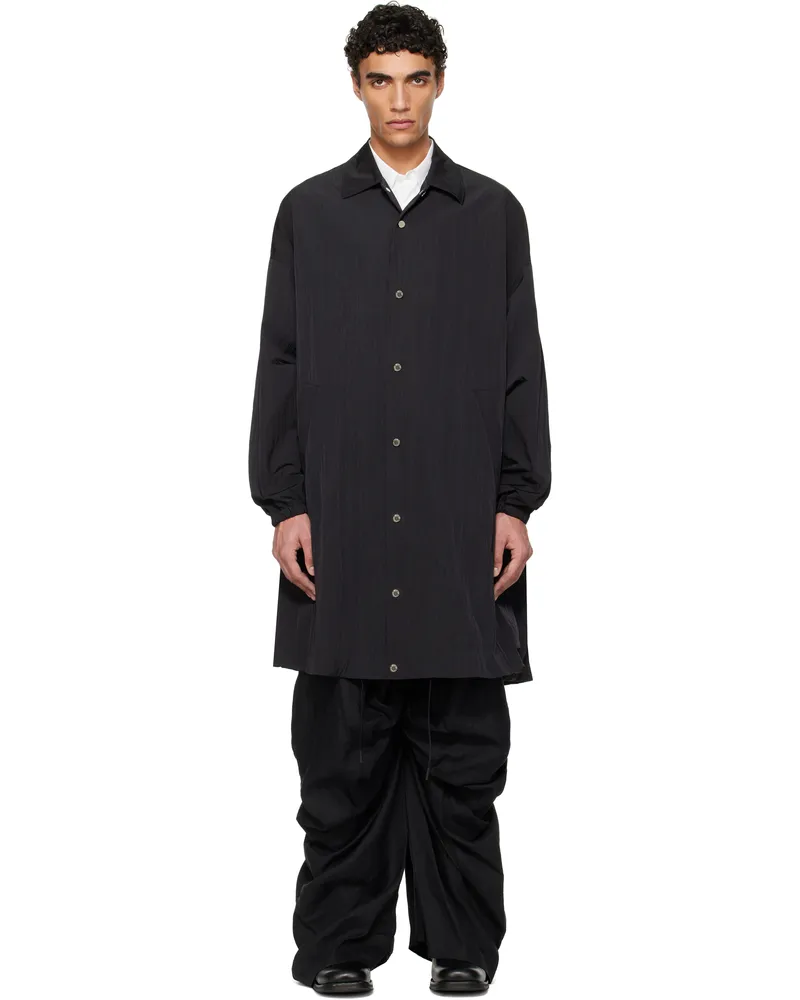 Fumito Ganryu Black Long Coach Coat Black