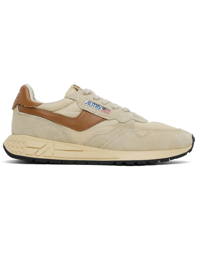 AUTRY Beige & Brown Reelwind Low Sneakers Suede