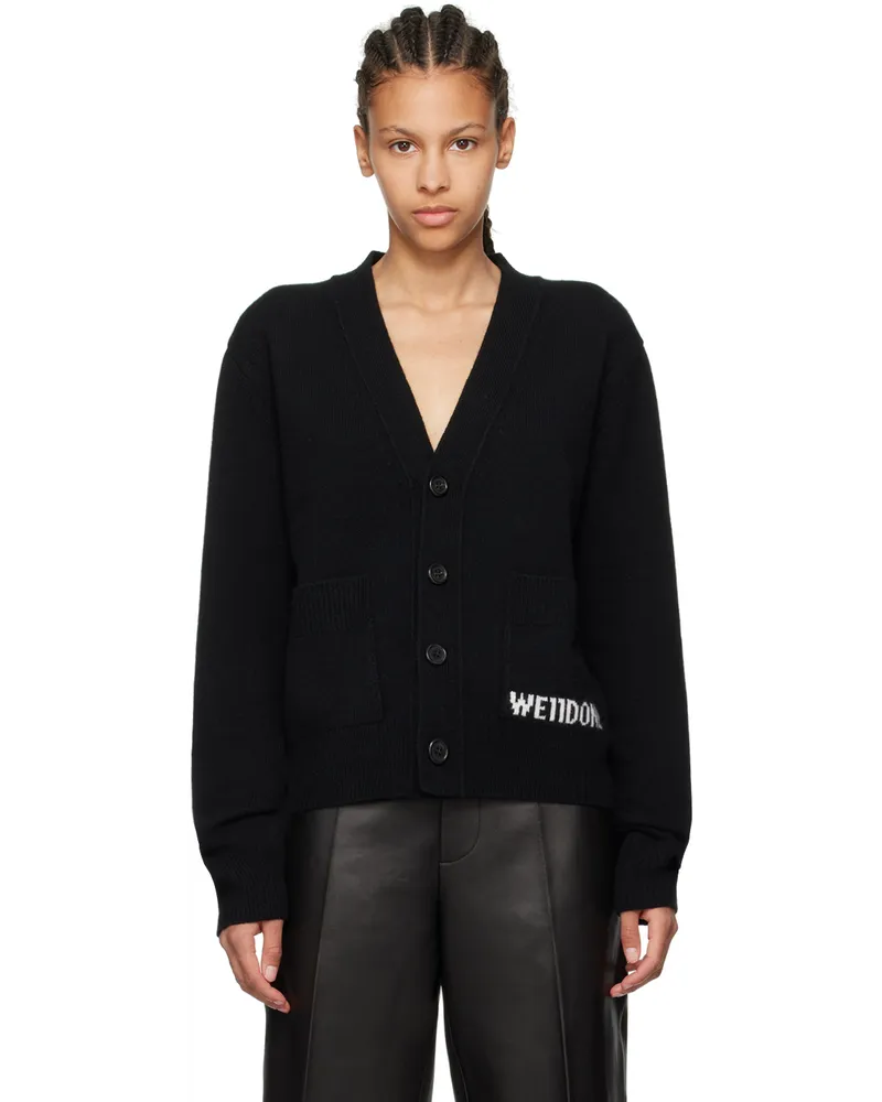 WE 11 DONE Black Patch Pocket Cardigan Black