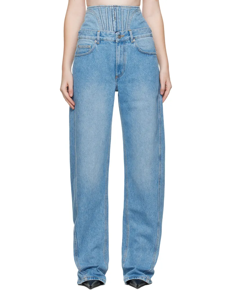Thierry Mugler Blue High-Waisted Corset Jeans 6048