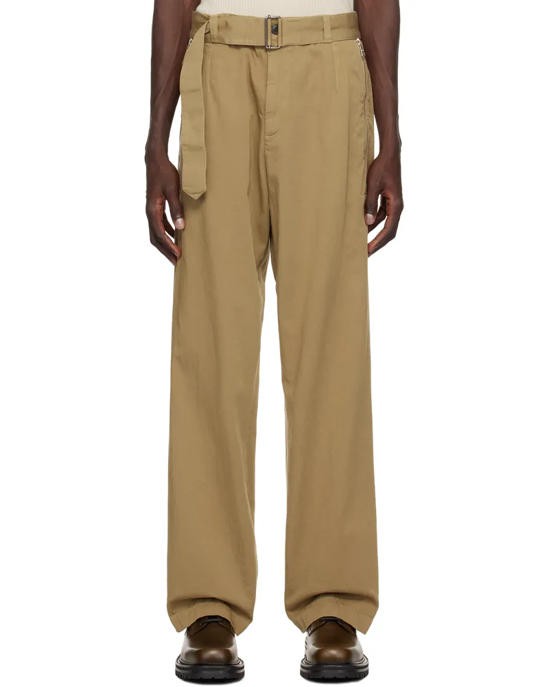 Dries van Noten Beige Straight Belted Trousers 101