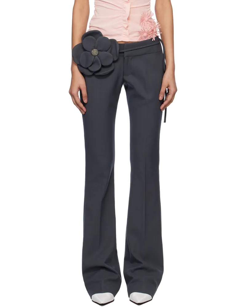 Fancì Club Gray Fauna Flared Trousers Grey