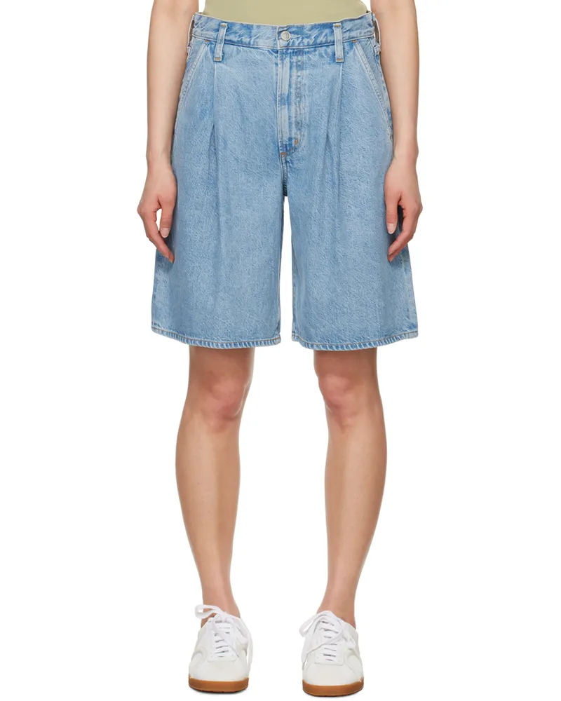 AGOLDE Blue Ellis Denim Shorts Baffle