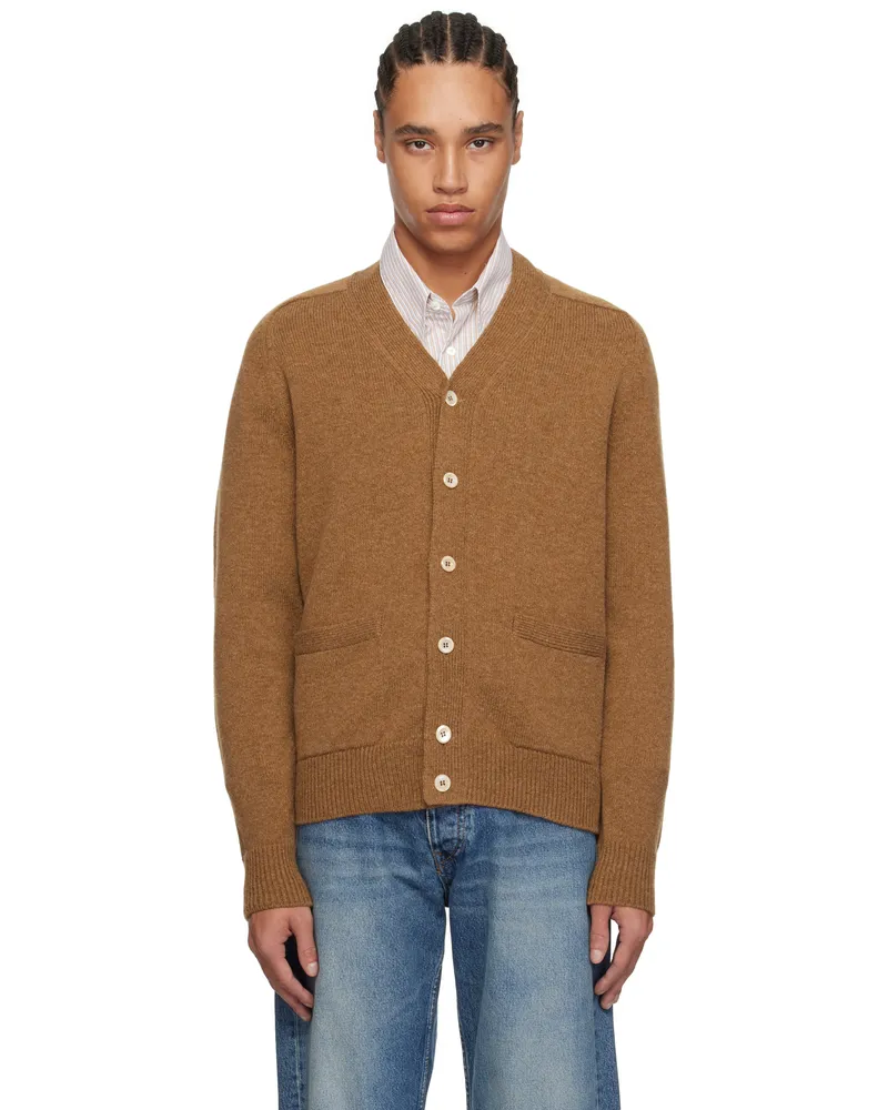 Drake's Brown Lambswool 6 Button Cardigan 300